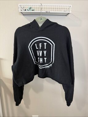 LFT HVY SHT Black Cropped Hoodie Sweatshirt
